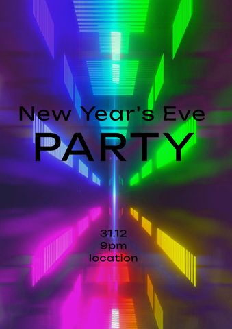 Colorful New Year's Eve Party Invitation Design - Download Free Stock Templates Pikwizard.com