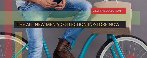 Fashion Promotion Man on Bicycle with Shopping Bag