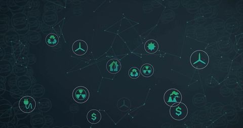 Digital Network with Sustainability and Eco Technology Icons