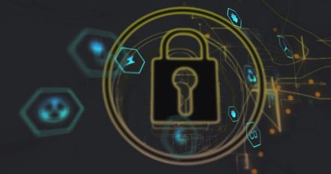 Glowing Padlock on Futuristic Digital Network Background
