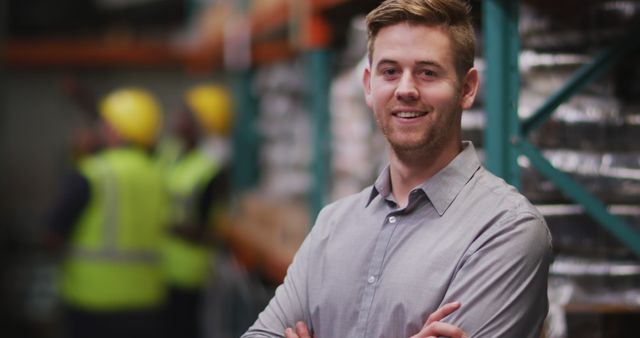 Confident Businessman Standing in Warehouse - Download Free Stock Images Pikwizard.com