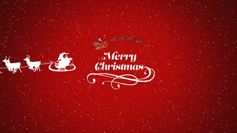 Festive Christmas Greeting with Santa's Sleigh on Red Background