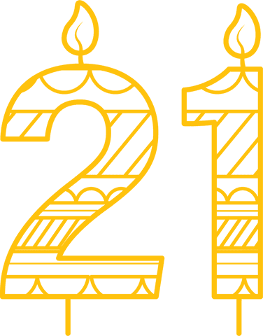 Yellow 21 Birthday Candle On Transparent Background Vector Art - Download Free Stock Videos Pikwizard.com