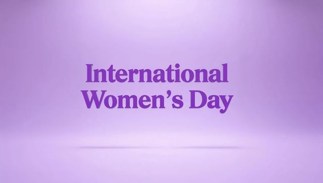 International Women's Day Typographic Minimalist Banner in Lavender Gradient with Soft Shadow