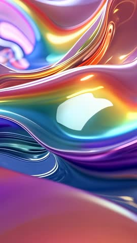 Looping holographic liquid metal rippling and shifting rainbow hues for vertical video