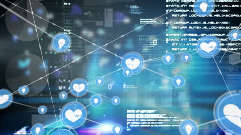 Futuristic Financial Charts with Smartphone Interface and Binary Code