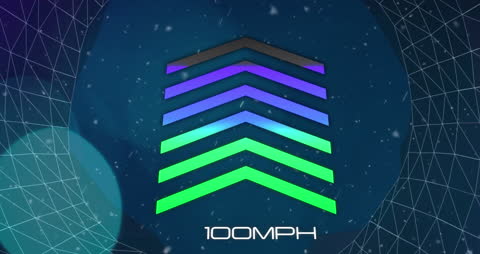 Futuristic Illuminated Arrows with Speed Display in Digital Tunnel