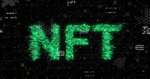 Neon Green NFT Text on Digital Background