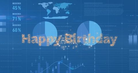 Futuristic Birthday Greeting with Digital Analytics Background - Download Free Stock Images Pikwizard.com