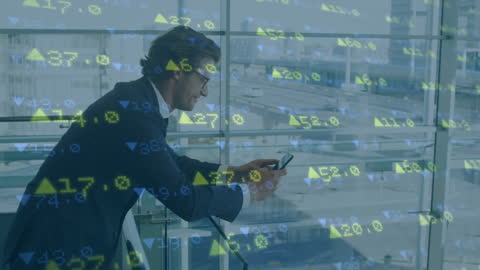 Businessman Analyzing Stock Market on Smartphone