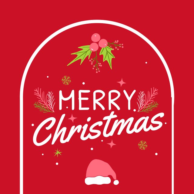 Composition of merry christmas text over santa hat. Christmas and celebration concept digitally generated image.