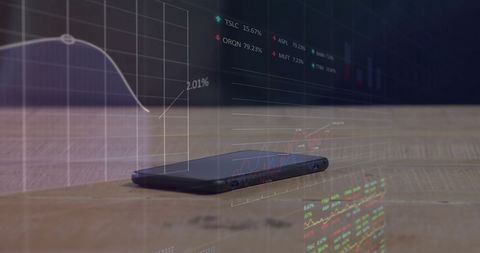 Smartphone with Digital Financial Data Interface on Table - Download Free Stock Images Pikwizard.com