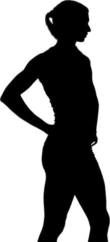 Transparent silhouette of confident sportswoman in athletic pose