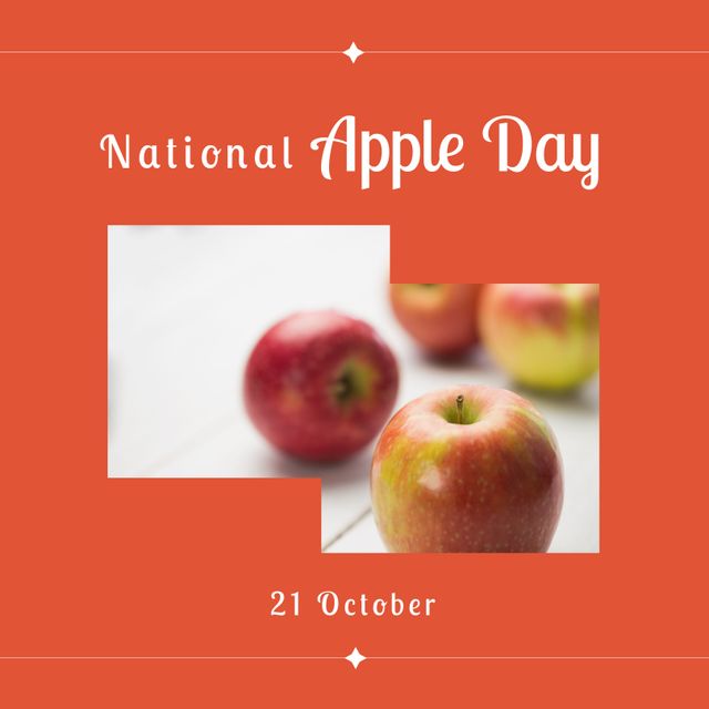 National Apple Day Celebration with Ripe Red Apples on Orange Background - Download Free Stock Templates Pikwizard.com