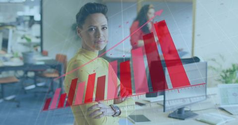 Confident Businesswoman Analyzing Financial Growth