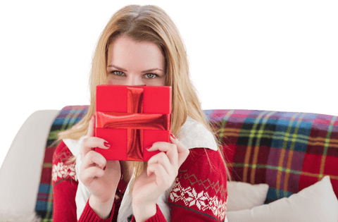 Transparent Background Caucasian Woman Holding Gift