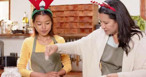 Festive Baking Togetherness: Mother and Daughter Holiday Cooking