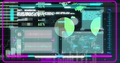 Futuristic Neon Data Dashboard Interface for Digital Analytics