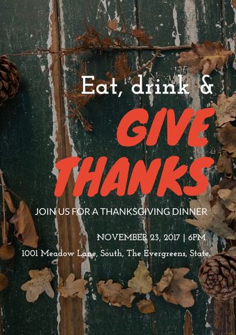 Thanksgiving Dinner Invitation with Autumn Leaves - Download Free Stock Templates Pikwizard.com
