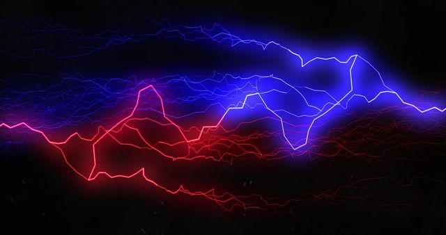 Dynamic Red and Blue Lightning Bolts on Dark Background - Download Free Stock Images Pikwizard.com