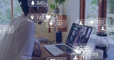 Businesswoman Engaging in Virtual Meeting at Home Office Workspace