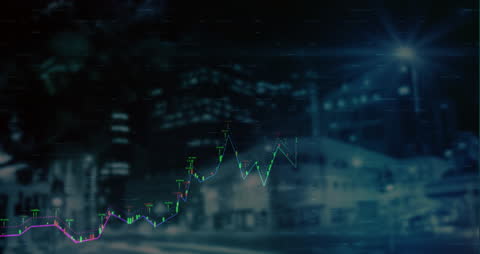 Futuristic City Overlapped with Rising Financial Graph Animation