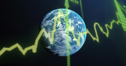 Digital Data Processing on Global Finance Background