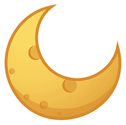 Minimalist Moon Crescent Icon with Craters and Transparent Background
