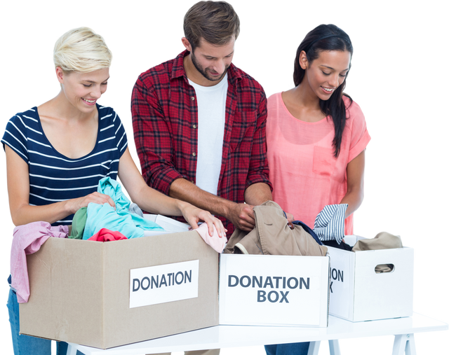 Diverse Group Packing Donation Boxes Transparent Background PNG Image - Download Free Stock Videos Pikwizard.com