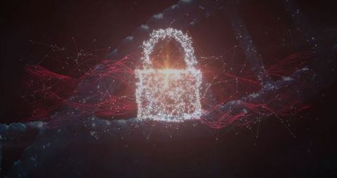 Glowing padlock in cyberspace representing digital security