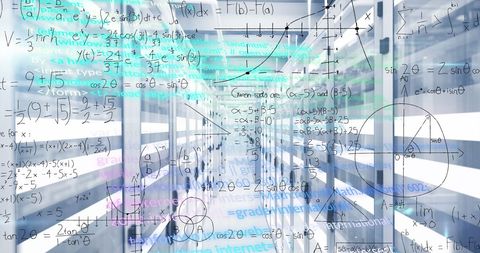Mathematical Equations Overlaid on Computer Servers - Download Free Stock Images Pikwizard.com