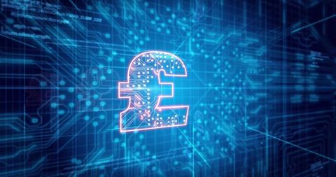 Digital Pound Symbol in Futuristic Technology Display - Download Free Stock Images Pikwizard.com