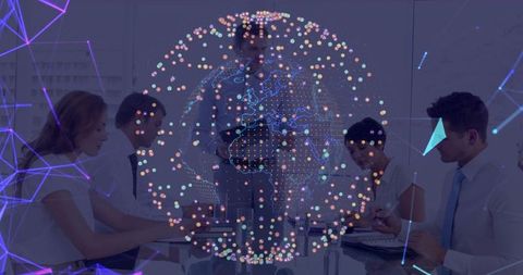 Futuristic Business Meeting with Digital Technology and Global Connectivity