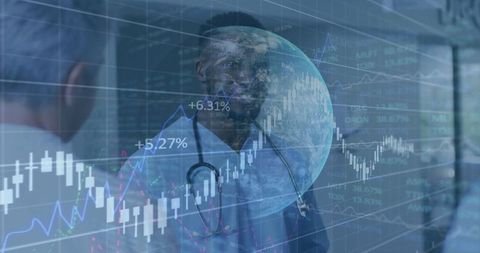 Doctor Consulting Patient with Global Healthcare Analytics Concept