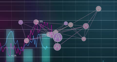 Digital Financial Network with Icon Connections