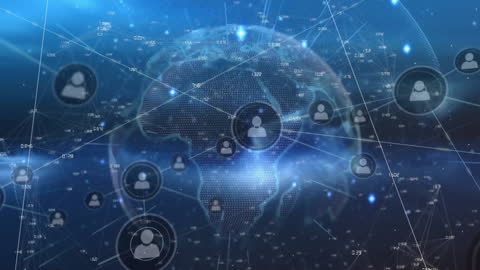 Global Networking with Profile Icons and Digital Connections