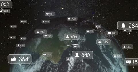 Digital Connectivity Above Earth with Social Media Icons