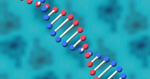 Spinning DNA Strand on Blue Background for Scientific Research