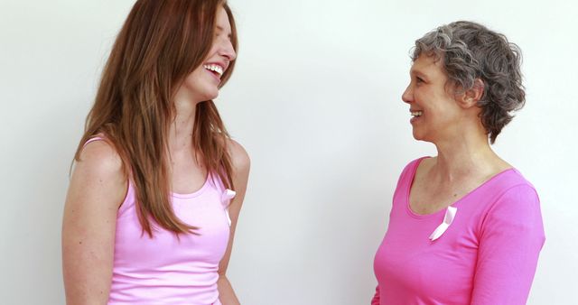 Two Women Advocating Breast Cancer Awareness, Wearing Pink - Download Free Stock Images Pikwizard.com