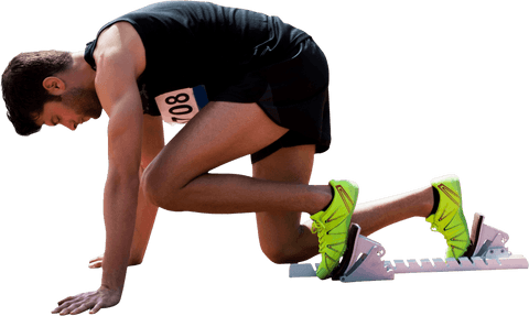 athletic runner positioned for start on transparent background - Download Free Stock Videos Pikwizard.com