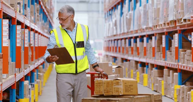 Warehouse Worker Checking Inventory in Storage Area - Download Free Stock Images Pikwizard.com