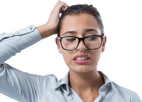 Worried Businesswoman Scratching Head with Transparent Background - Download Free Stock Videos Pikwizard.com