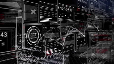 Futuristic Digital Interface Analyzing DNA Data in a Tech Environment