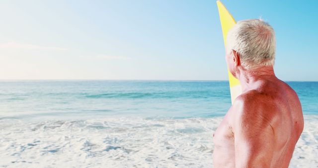 Senior Surfer Enjoying the Ocean View with Surfboard - Download Free Stock Images Pikwizard.com