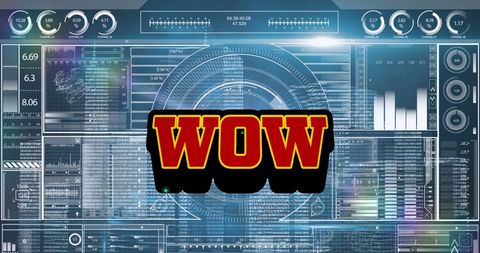 Digital Data Interface with Bold WOW Graphic Highlighting Insights