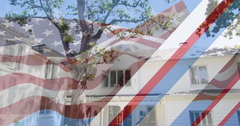 American Flag Over Suburban Home Symbolizing Patriotism - Download Free Stock Images Pikwizard.com