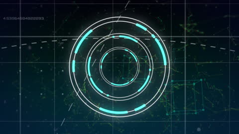 Futuristic Neon Circles and Grid Animation on Abstract Background