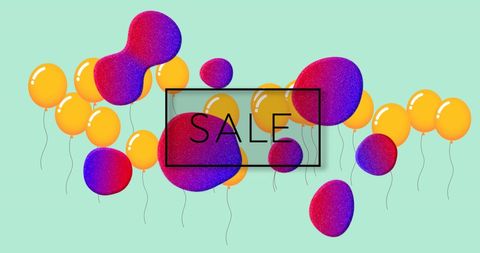 Bright Sale Promotion with Colorful Balloons and Abstract Shapes