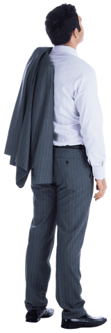 Transparent Caucasian Businessman in Suit Looking Up