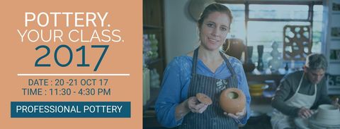 Woman in Pottery Class Holding Clay Pot Promoting Creativity - Download Free Stock Templates Pikwizard.com